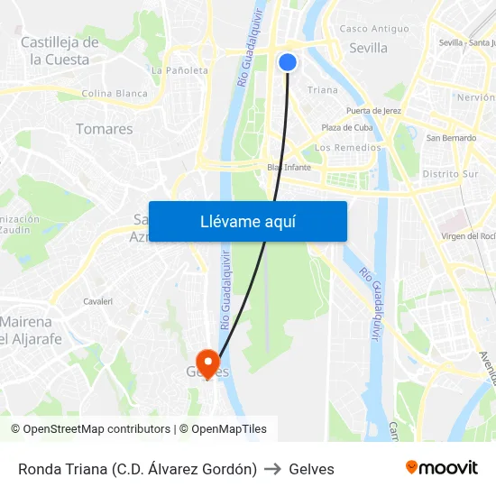 Ronda Triana (C.D. Álvarez Gordón) to Gelves map