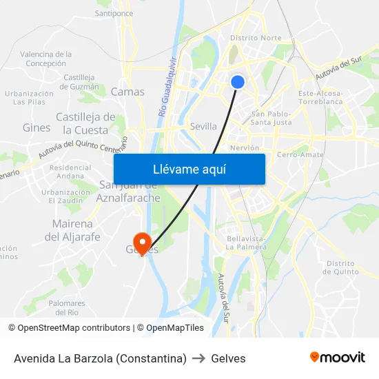 Avenida La Barzola (Constantina) to Gelves map