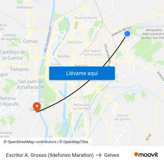 Escritor A. Grosso (Ildefonso Marañon) to Gelves map