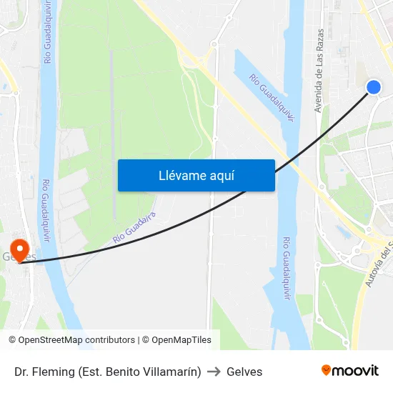 Dr. Fleming (Est. Benito Villamarín) to Gelves map