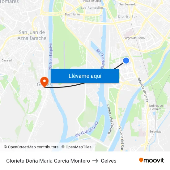 Glorieta Doña María García Montero to Gelves map
