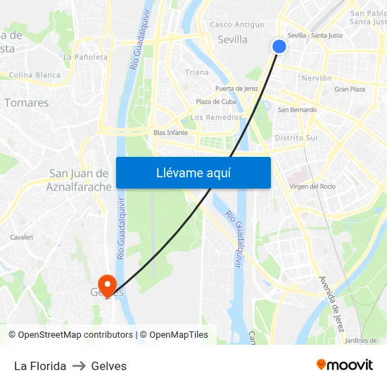 La Florida to Gelves map