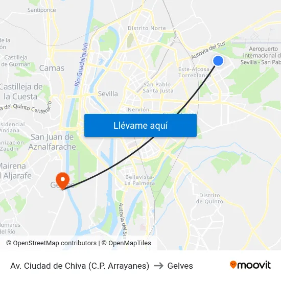 Av. Ciudad de Chiva (C.P. Arrayanes) to Gelves map