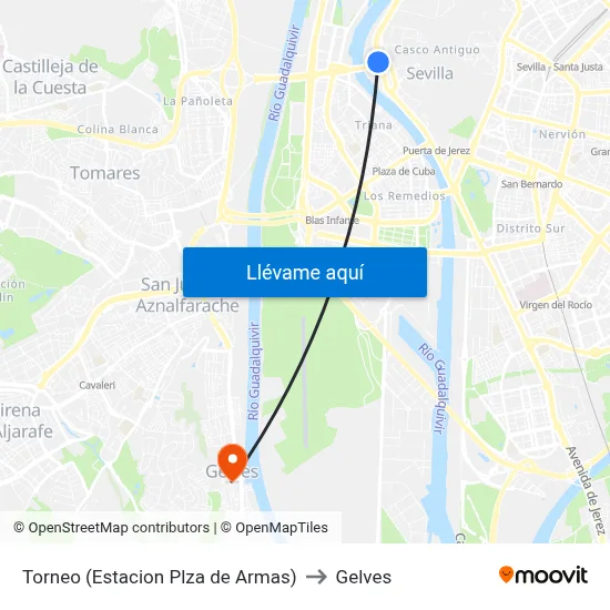 Torneo (Estacion Plza de Armas) to Gelves map