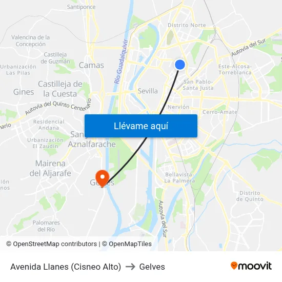 Avenida Llanes (Cisneo Alto) to Gelves map