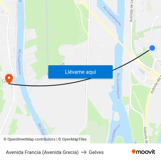 Avenida Francia (Avenida Grecia) to Gelves map