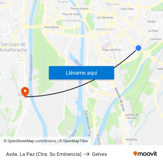 Avda. La Paz (Ctra. Su Eminencia) to Gelves map
