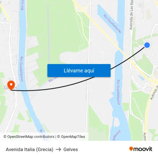 Avenida Italia (Grecia) to Gelves map