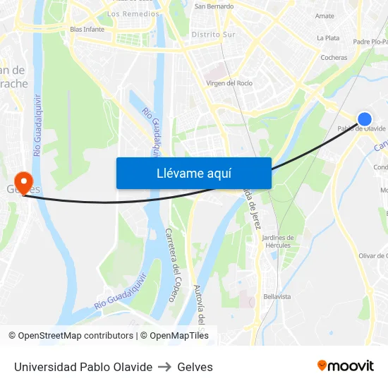 Universidad Pablo Olavide to Gelves map