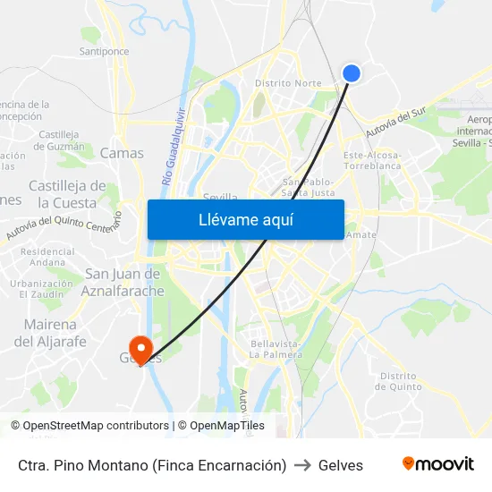 Ctra. Pino Montano (Finca Encarnación) to Gelves map
