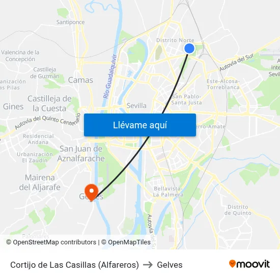 Cortijo de Las Casillas (Alfareros) to Gelves map