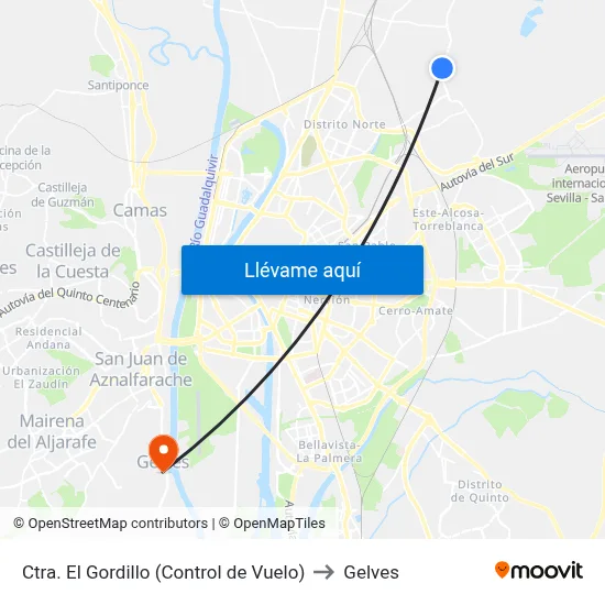 Ctra. El Gordillo (Control de Vuelo) to Gelves map
