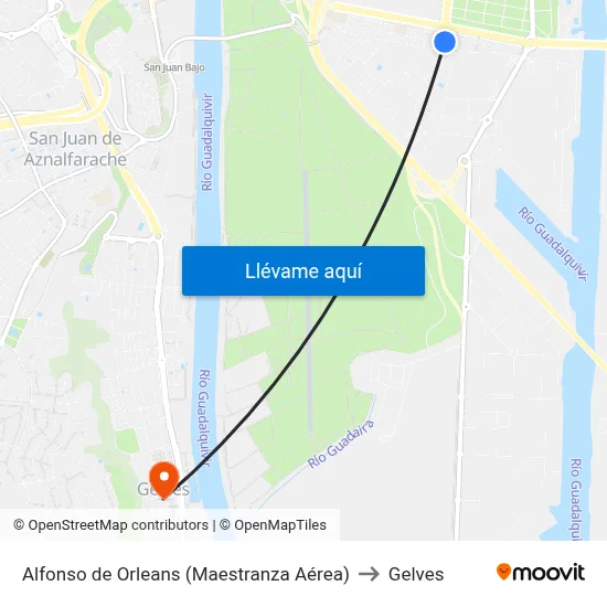 Alfonso de Orleans (Maestranza Aérea) to Gelves map