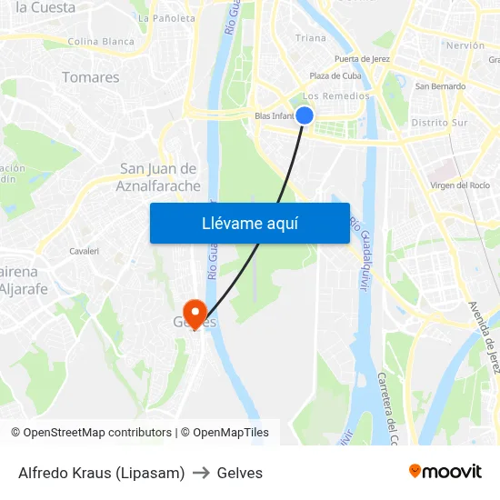 Alfredo Kraus (Lipasam) to Gelves map