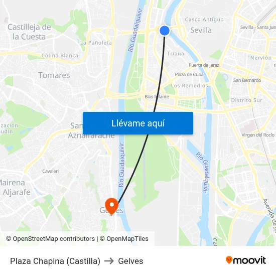 Plaza Chapina (Castilla) to Gelves map