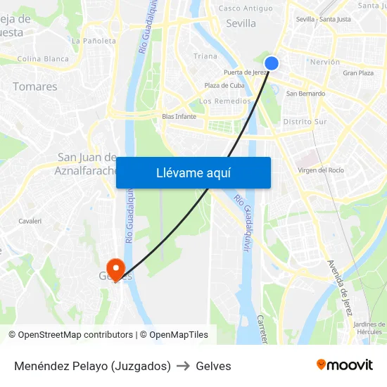 Menéndez Pelayo (Juzgados) to Gelves map