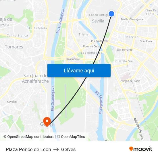 Plaza Ponce de León to Gelves map