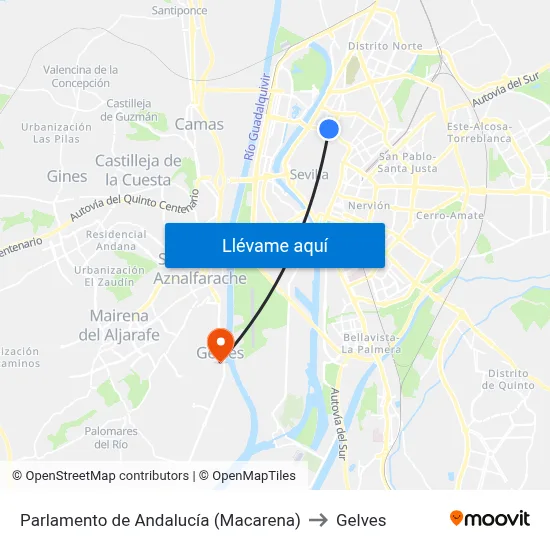 Parlamento de Andalucía (Macarena) to Gelves map