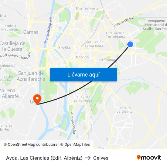 Avda. Las Ciencias (Edif. Albéniz) to Gelves map