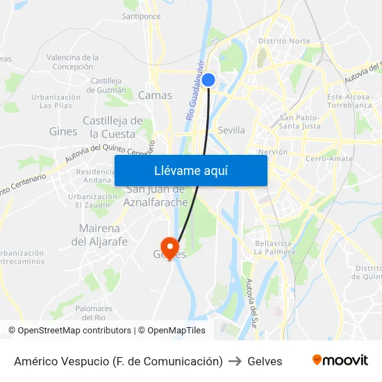 Américo Vespucio (F. de Comunicación) to Gelves map
