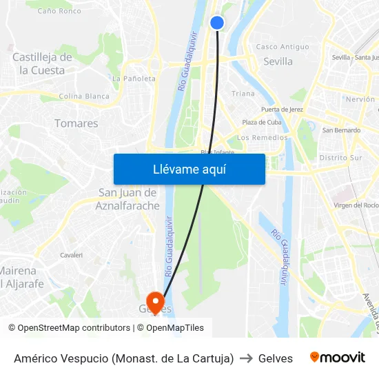 Américo Vespucio (Monast. de La Cartuja) to Gelves map