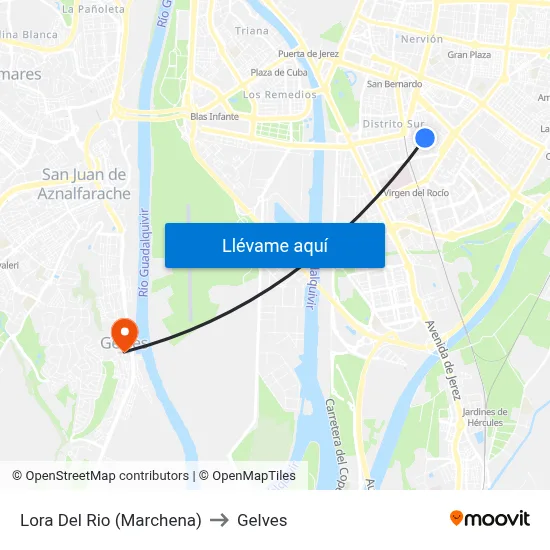 Lora Del Rio (Marchena) to Gelves map