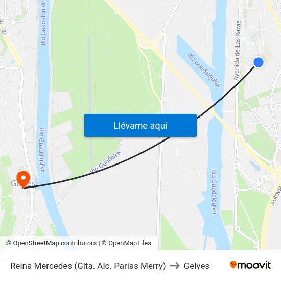 Reina Mercedes (Glta. Alc. Parias Merry) to Gelves map