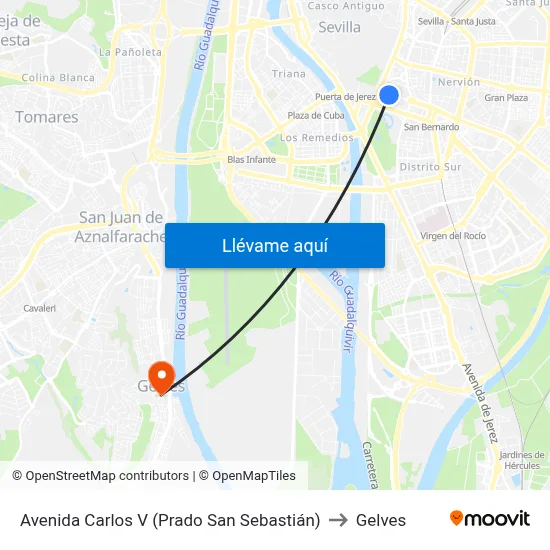 Avenida Carlos V (Prado San Sebastián) to Gelves map