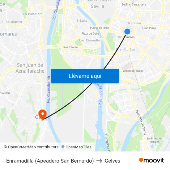 Enramadilla (Apeadero San Bernardo) to Gelves map
