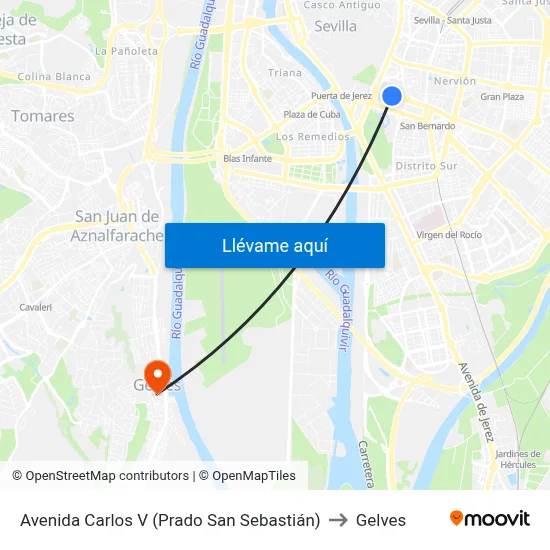 Avenida Carlos V (Prado San Sebastián) to Gelves map
