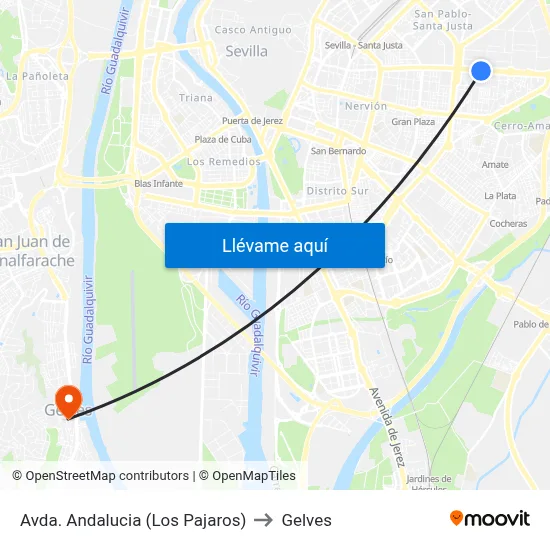 Avda. Andalucia (Los Pajaros) to Gelves map