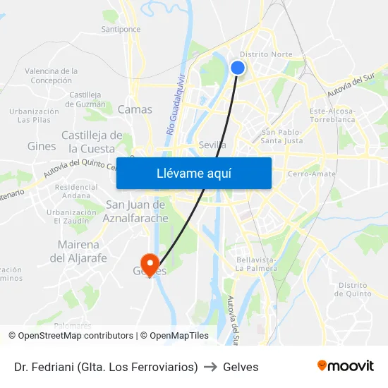 Dr. Fedriani (Glta. Los Ferroviarios) to Gelves map