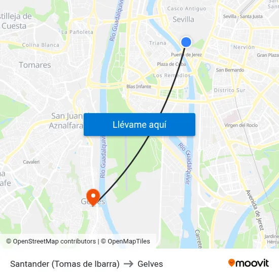 Santander (Tomas de Ibarra) to Gelves map