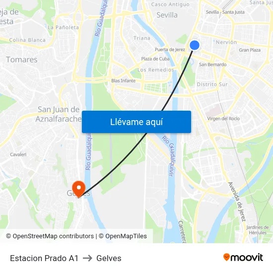 Estacion Prado A1 to Gelves map