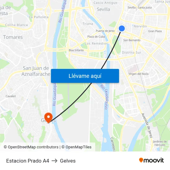 Estacion Prado A4 to Gelves map