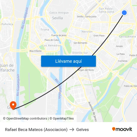 Rafael Beca Mateos (Asociacion) to Gelves map