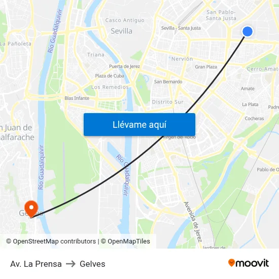 Av. La Prensa to Gelves map