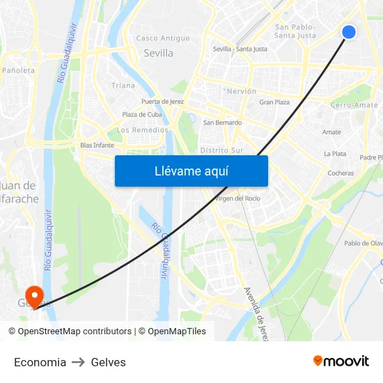 Economia to Gelves map