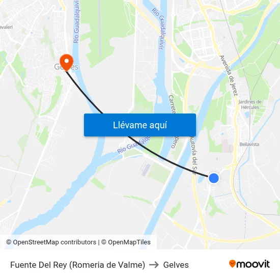 Fuente Del Rey (Romeria de Valme) to Gelves map