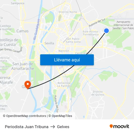 Periodista Juan Tribuna to Gelves map