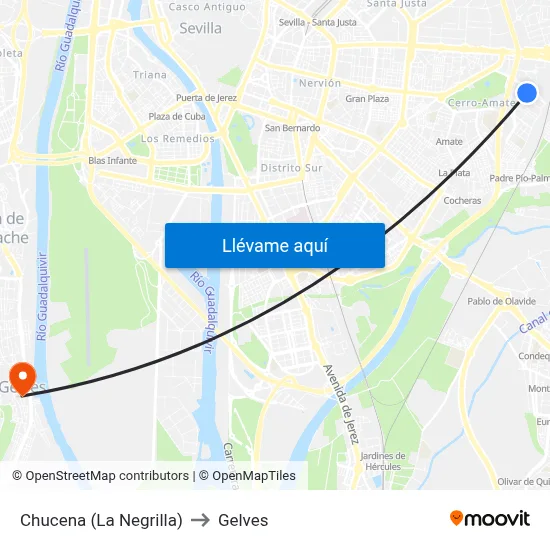 Chucena (La Negrilla) to Gelves map