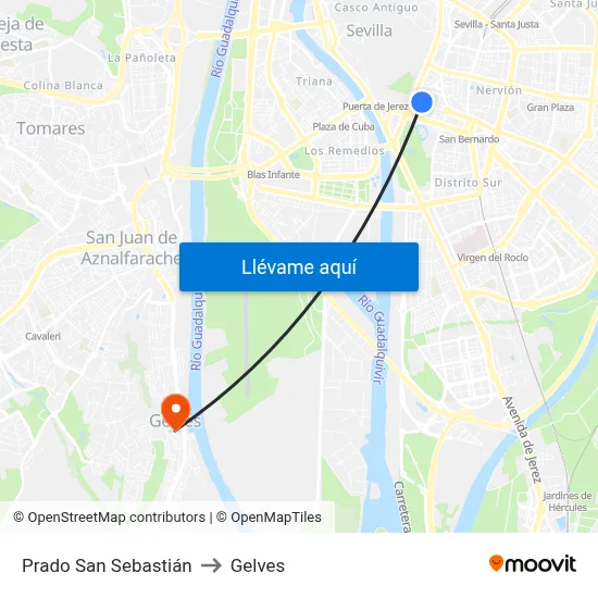 Prado San Sebastián to Gelves map