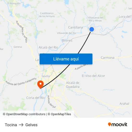 Tocina to Gelves map