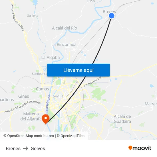 Brenes to Gelves map