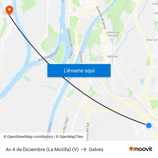 Av 4 de Diciembre (La Motilla) (V) to Gelves map