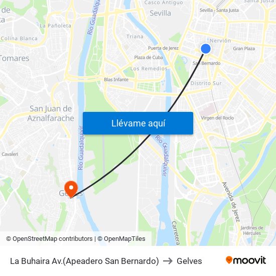La Buhaira  Av.(Apeadero San Bernardo) to Gelves map