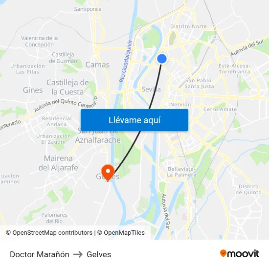 Doctor Marañón to Gelves map