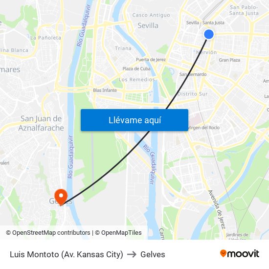 Luis Montoto (Av. Kansas City) to Gelves map