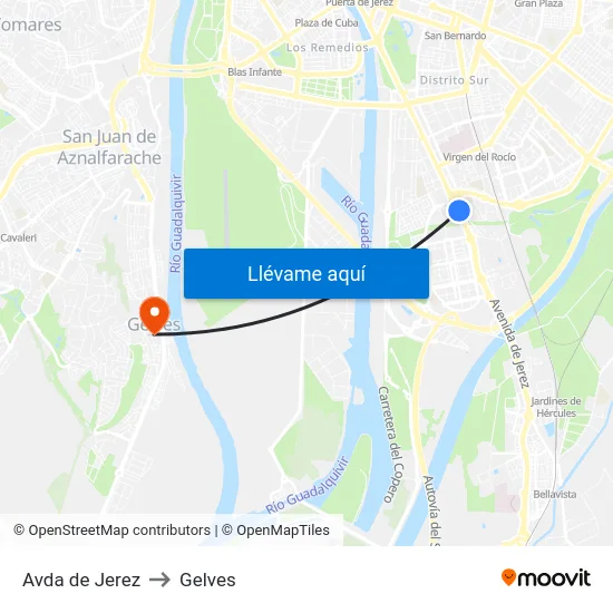 Avda de Jerez to Gelves map