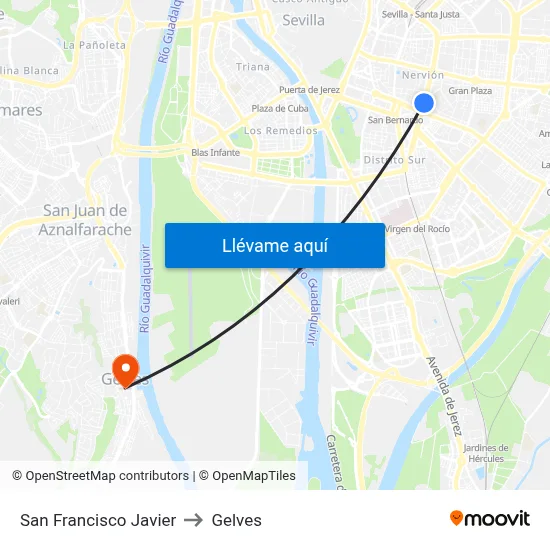 San Francisco Javier to Gelves map